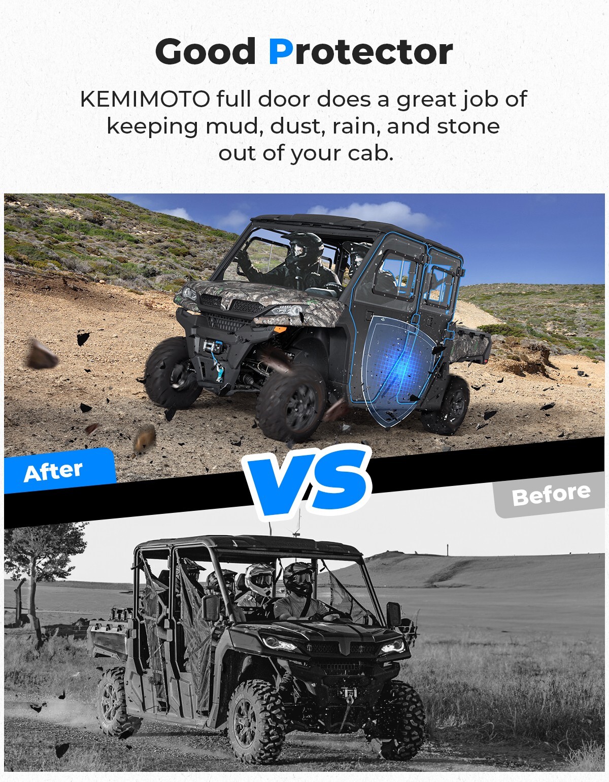 KEMIMOTO 2-in-1 Front & Rear Full Doors w/Windows For UForce 1000 XL 2022-2026