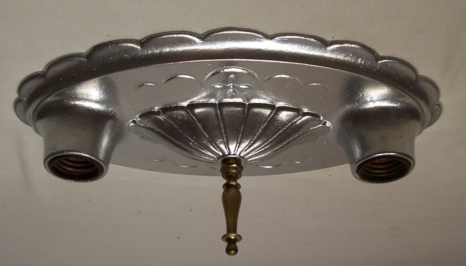 Antique Art Deco Light Vtg Ceiling Flush Cast Silver Victorian Restored USA #F71