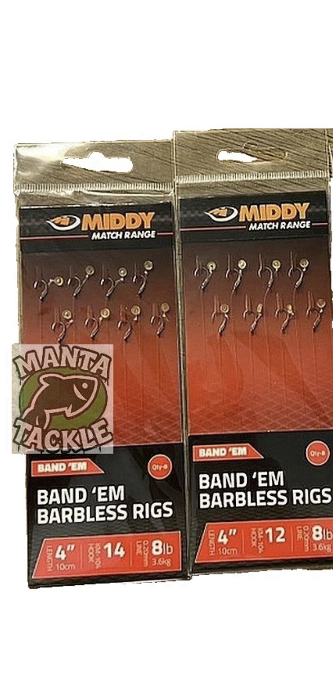 NEW 2pk Middy Band Em 4" Banded Rigs 12 14 Tied To 8lb