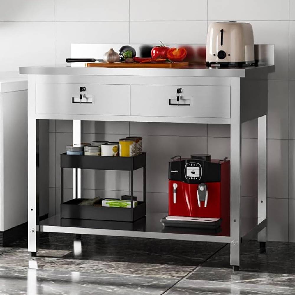 Heavy Duty 42 x 26 " Stainless Steel Work Table with 2 Drawers and Undershelf