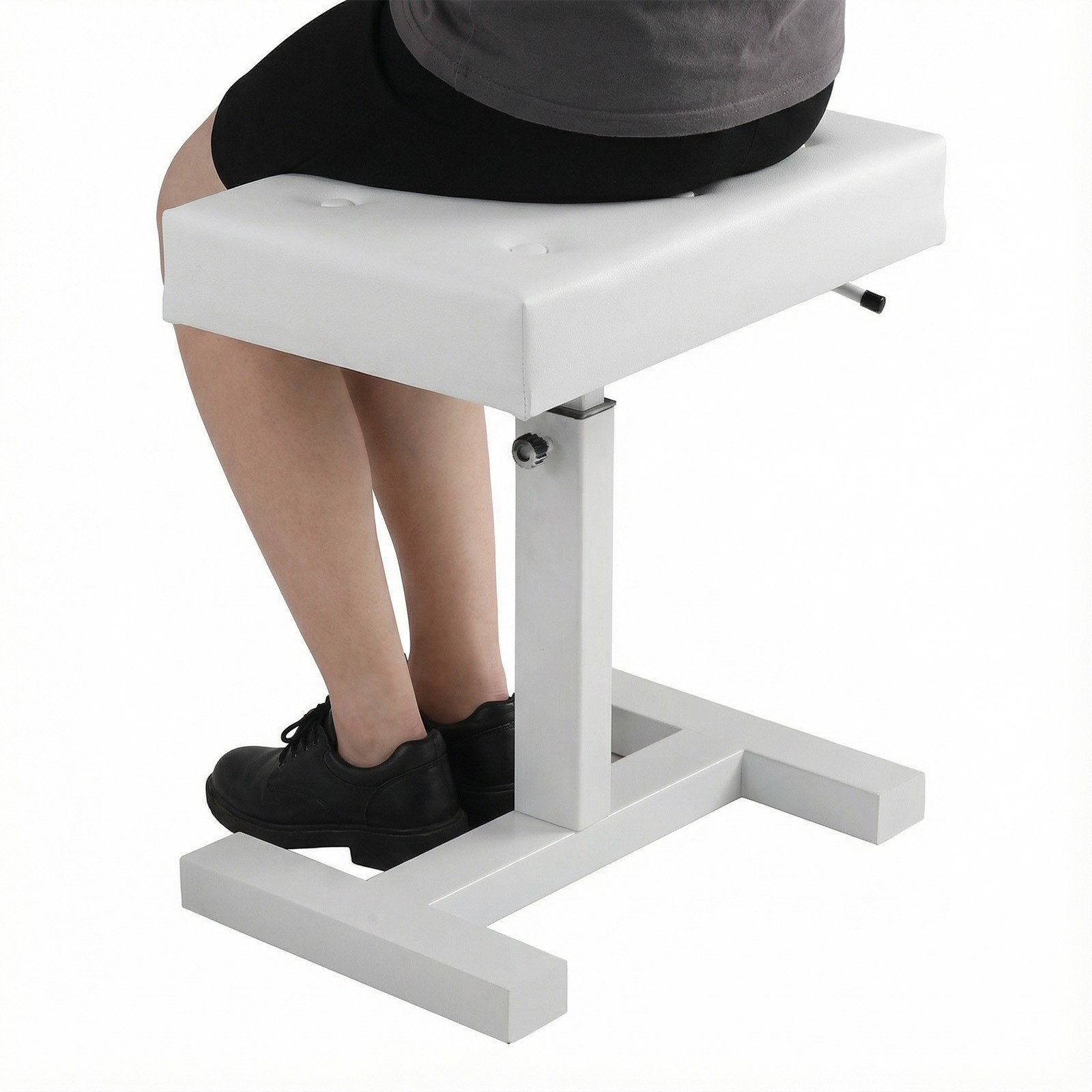 Hydraulic Lifting Piano Bench Height Adjustable Keyboard Bench Seat Stool(White)