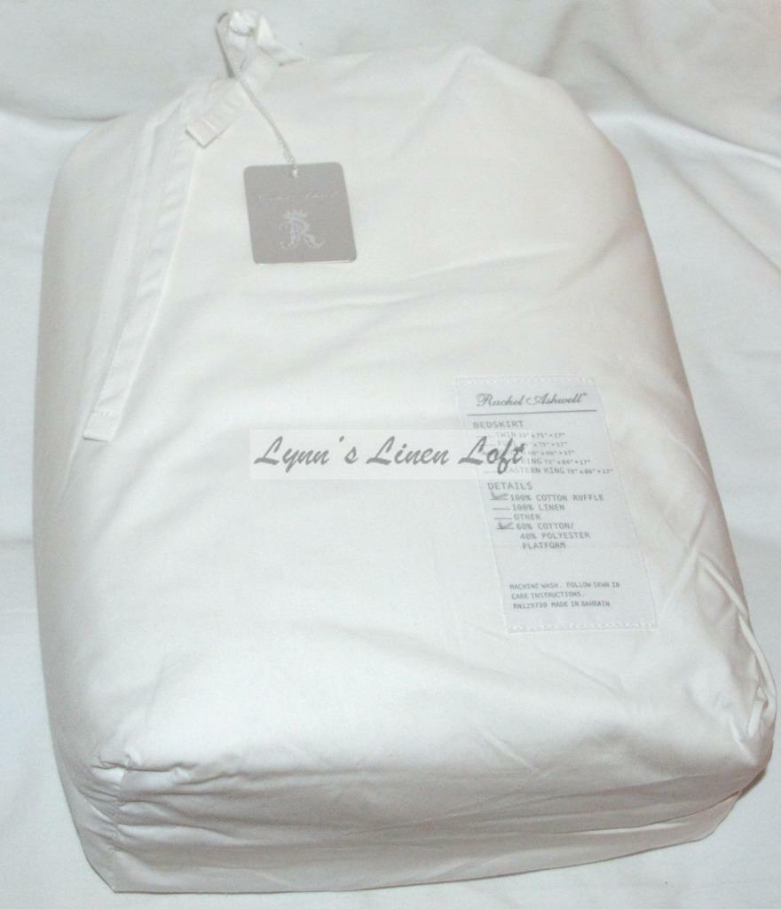 RACHEL ASHWELL COUTURE Liliput White Double Ruffle QUEEN BEDSKIRT Shabby Chic