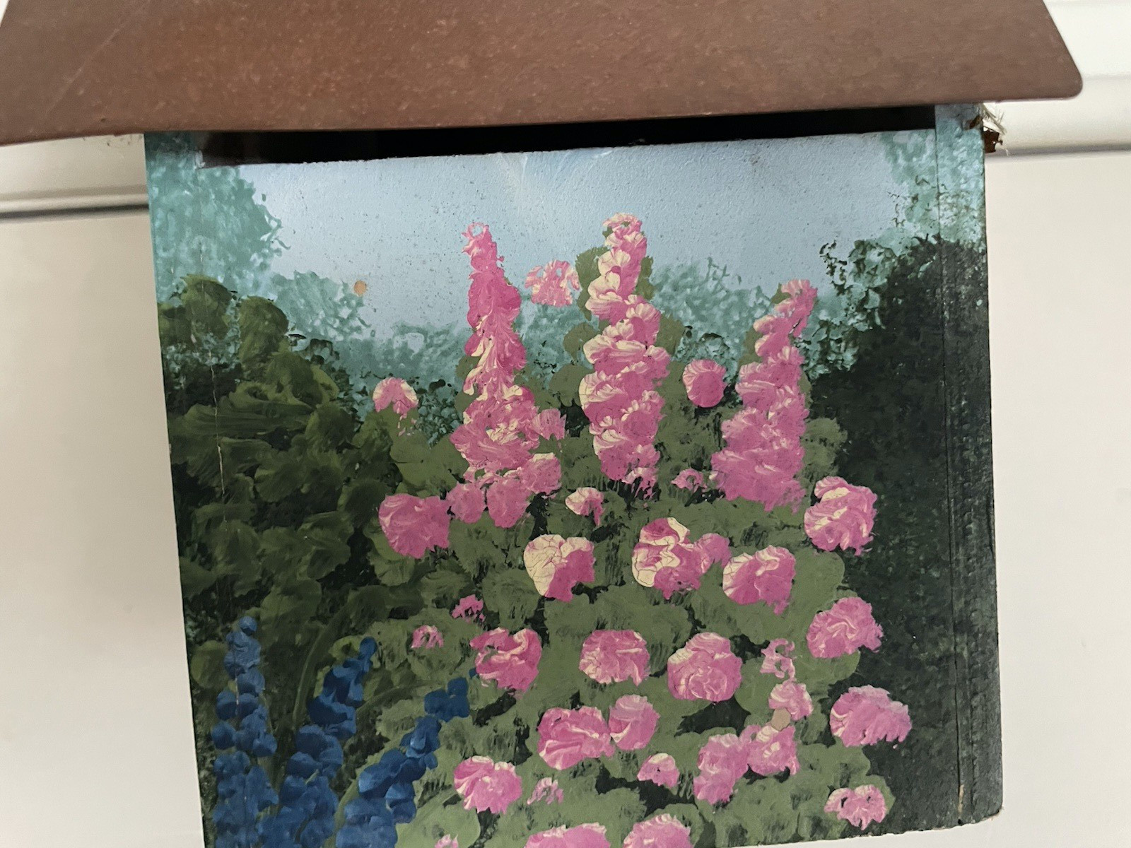 Vtg Hand Painted Birdhouse Copper Roof Polly's Perch similar 'The Art Dept' 1996