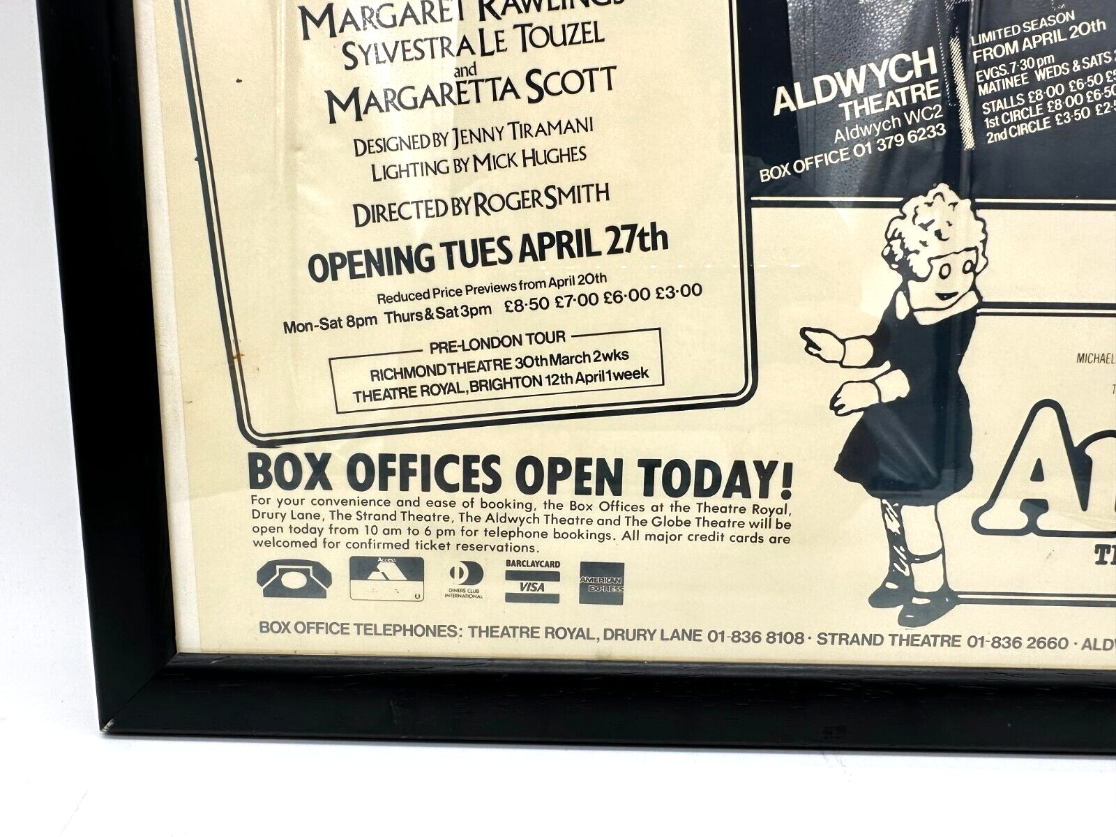 Rare VTG London Theatre Play Advertising Poster ~ 5 Plays 1982 ~ 22'' x 15''