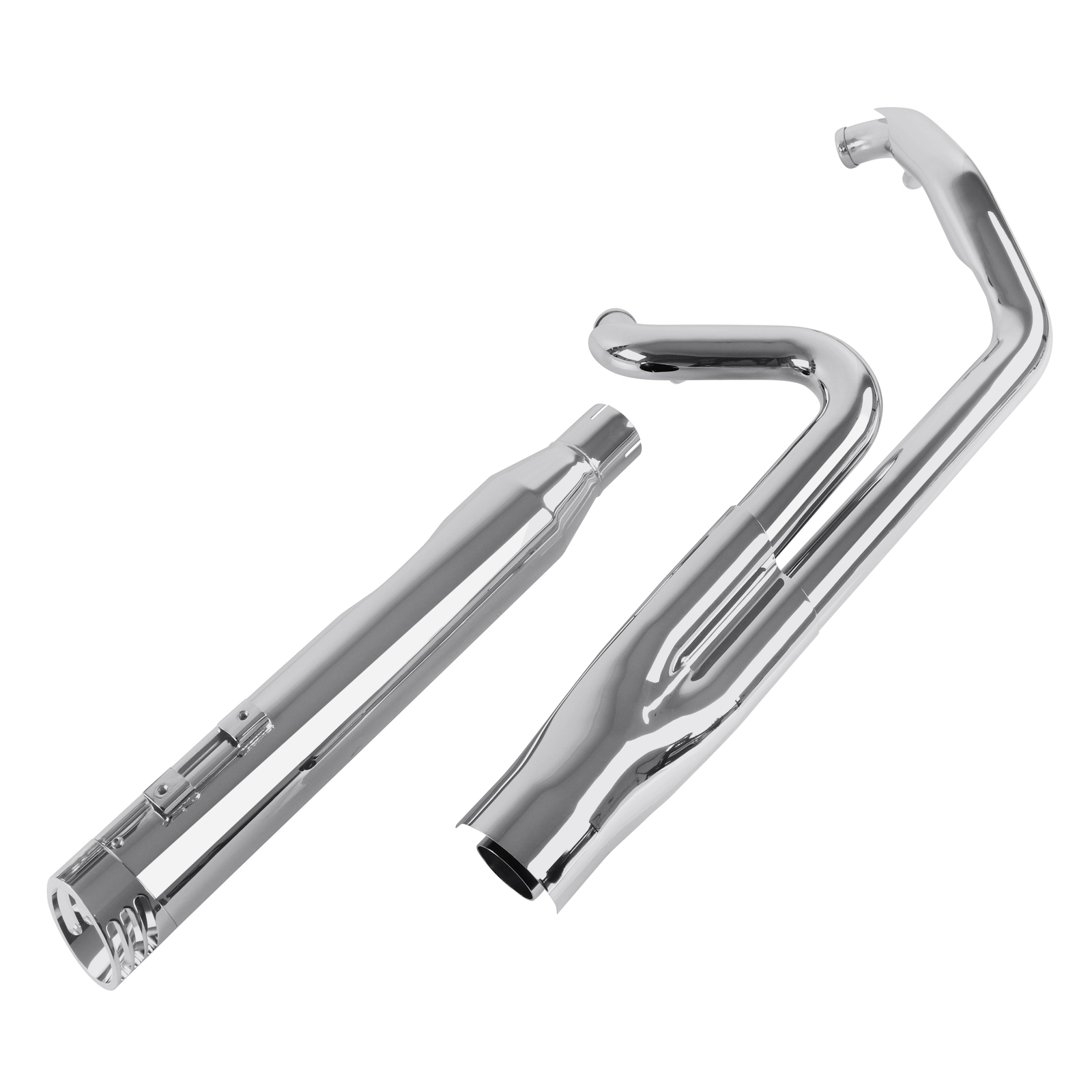 SHARKROAD Chrome 2 into 1 Exhaust Pipe 4" Muffler  for Harley Touring 1995-2016
