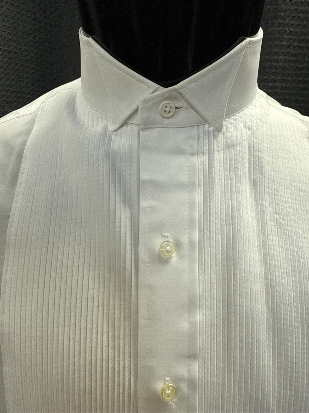 White Wing Collar Button Down Pleated Tuxedo Shirt (Formal Events)