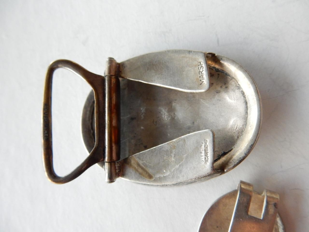 VINTAGE MARSH STERLING SILVER, BELT BUCKLE & WATCH FOB SET, F.G.A.