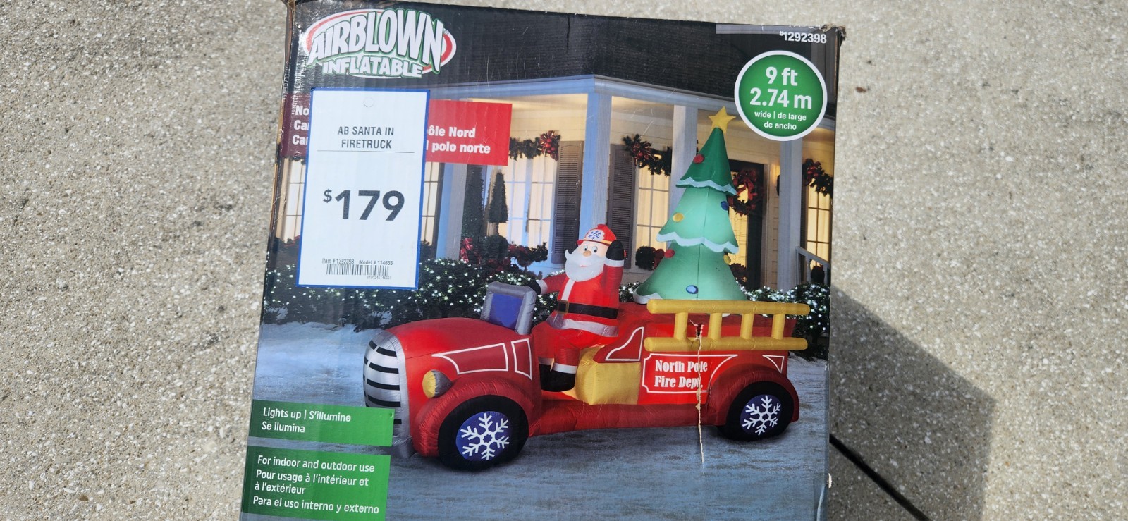 Gemmy Airblown 9ft North Pole Fire Truck Santa LED Inflatable – Tested, Works