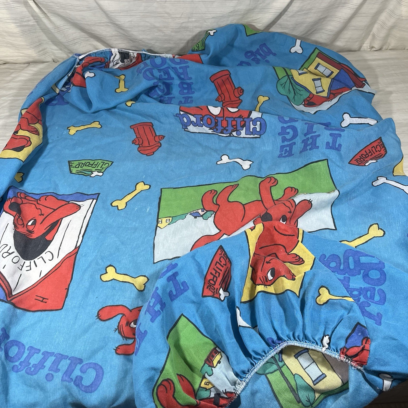 Vintage Clifford Big Red Dog Sheet Toddler Fitted Dan River 2001 Scholastic S1