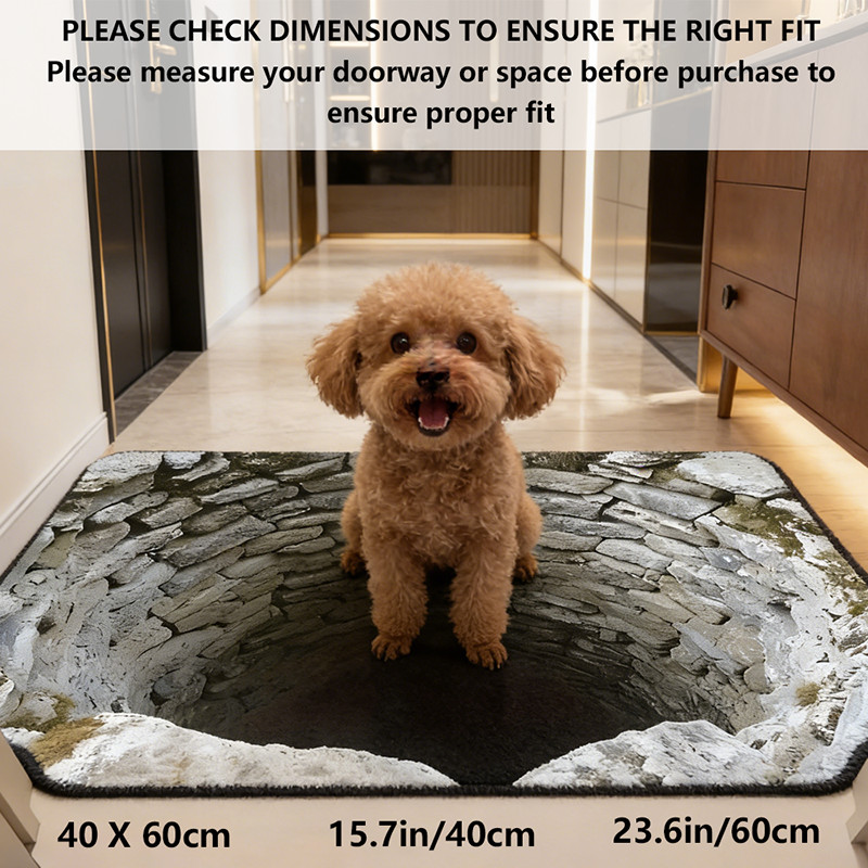 Non Slip Door Floor Mat Washable 3D Optical Illusion Endless Abyss