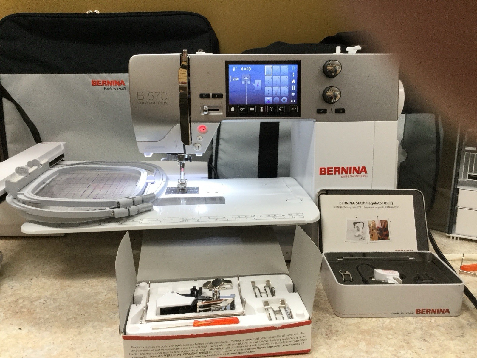 Bernina 570 QE (1st Gen Model) Sewing, Quilting, Embroidery Machine with BSR