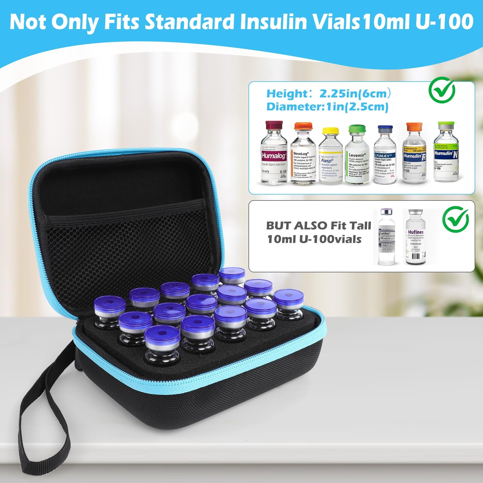 Insulin Fridge Holder Storage Case Peptide Vial 15 slots, purple