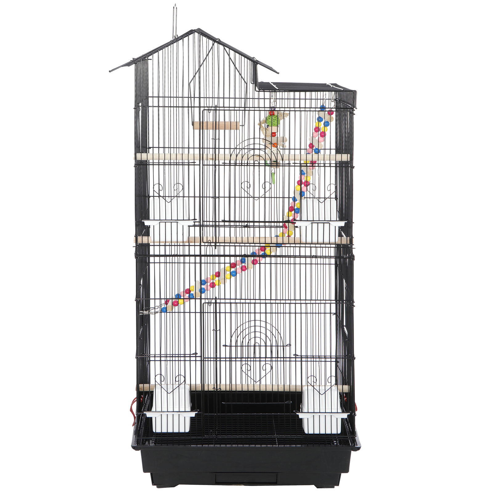 39-inch Roof Top Large Bird Cage Flight Parrot Cockatiel Parakeet Cage w/Toys