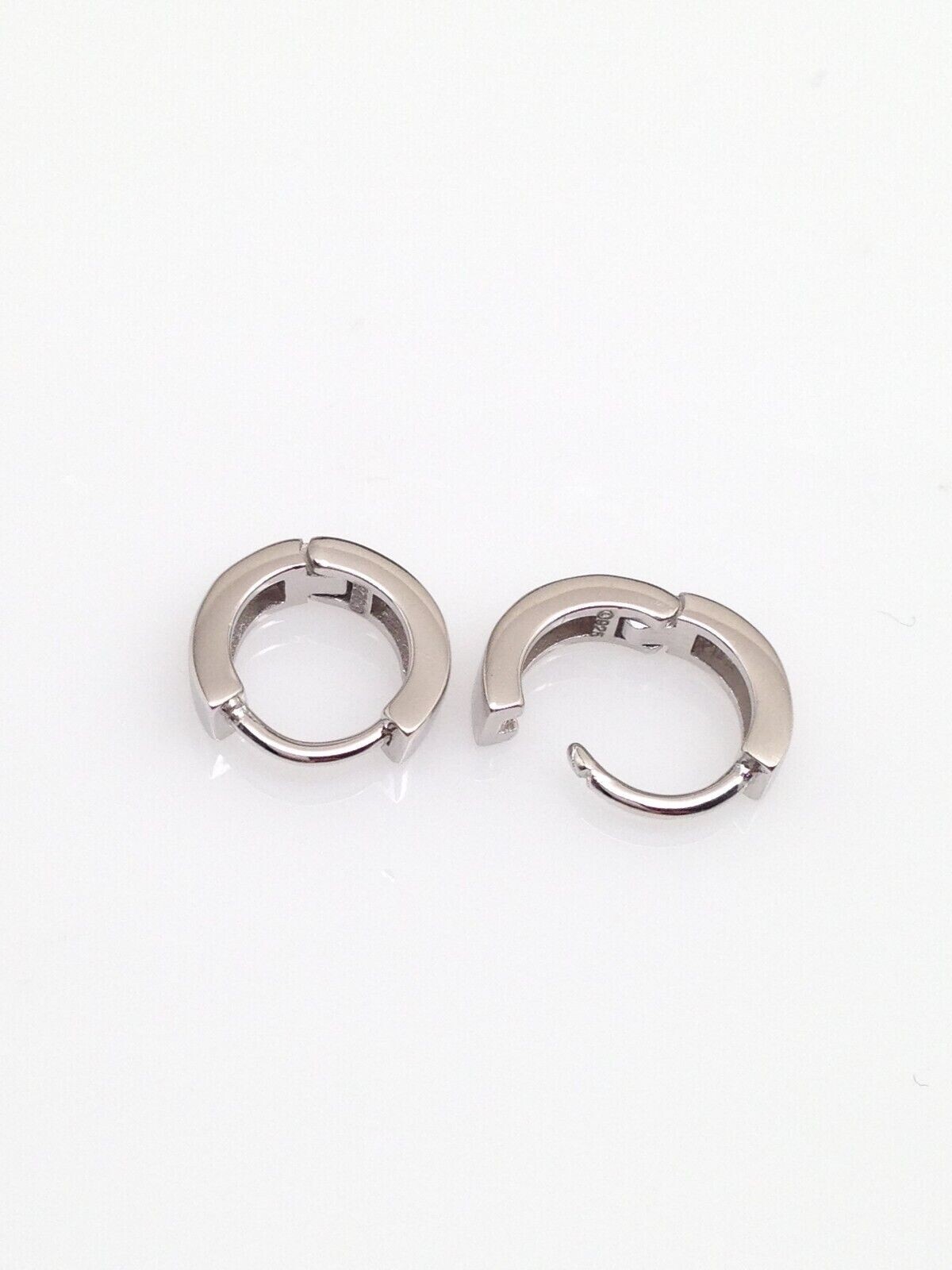 Plain Huggie Hoop Earrings 925 Sterling Silver 9x2.2mm (0.35") VERY SMALL / TINY