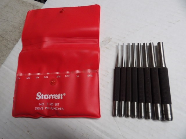 Starrett 565 Steel Drive Pin Punch Set of 8 in Red Pouch, Used