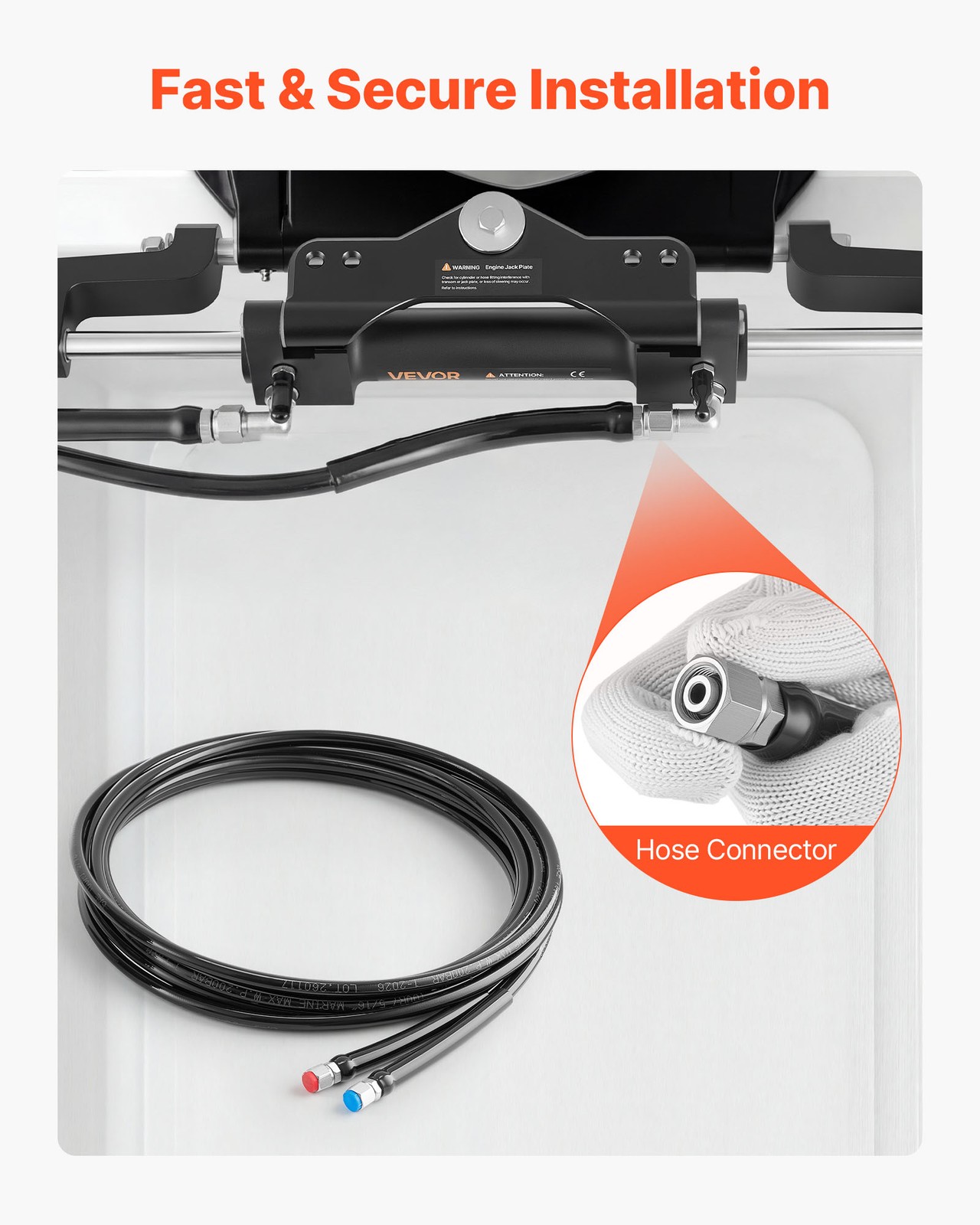 VEVOR Hydraulic Hose Kit 16ft Hydraulic Steering Hose for Outboard Steering Boat