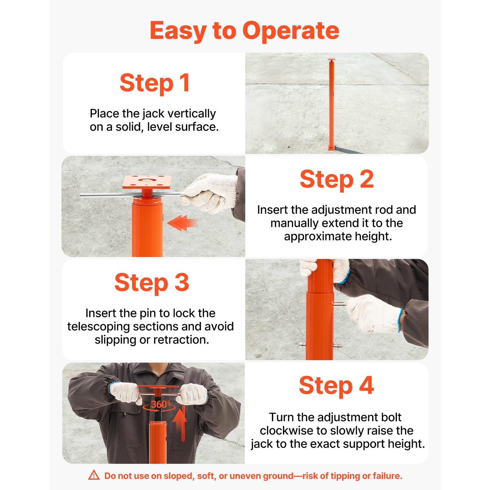 Uimoso Adjustable Floor Jack Posts for Leveling, 2PCS, Height Range 54-150 in