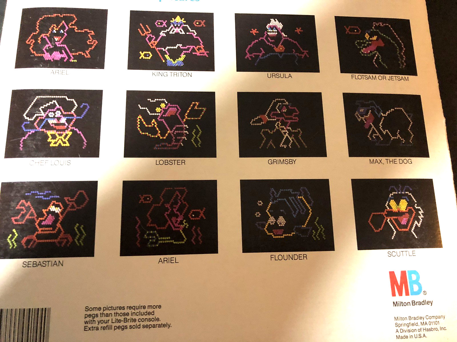 Vintage Sealed 1988 Lite Brite Disney Little Mermaid Movie Picture Refill Sheets