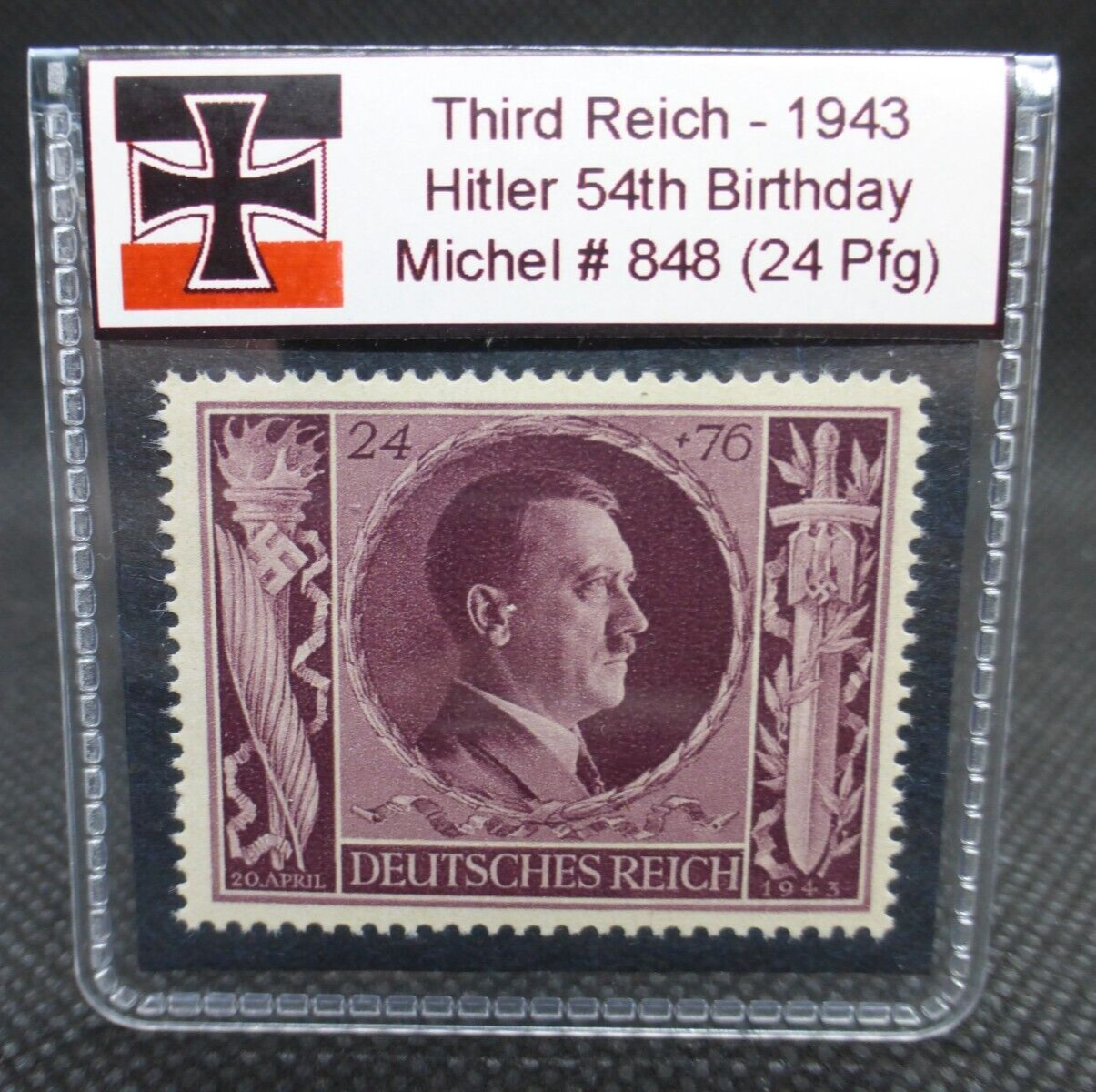 Adolf Hitler 1943 WW2 54th Birthday Stamp Third Reich Nazi Germany MNH Pfennig