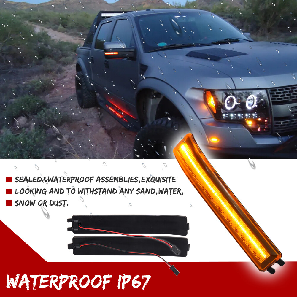 LED Side Mirror Amber Lens Turn Signal Light Lamps For Ford 2009-2014 F150 F-150