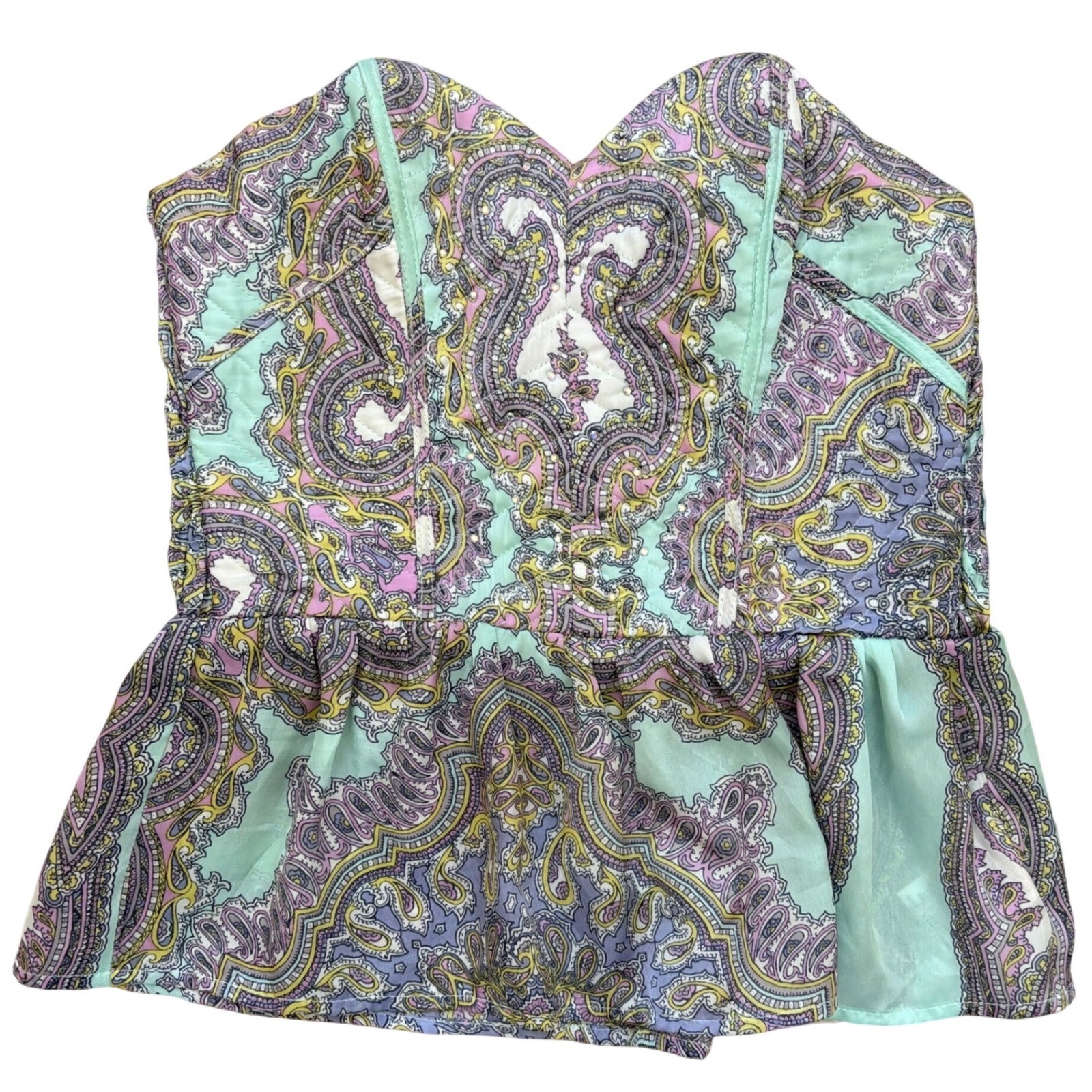 Baby Phat Paisley Bustier Top M Y2K Corset Boho Coquette Fairycore Festival