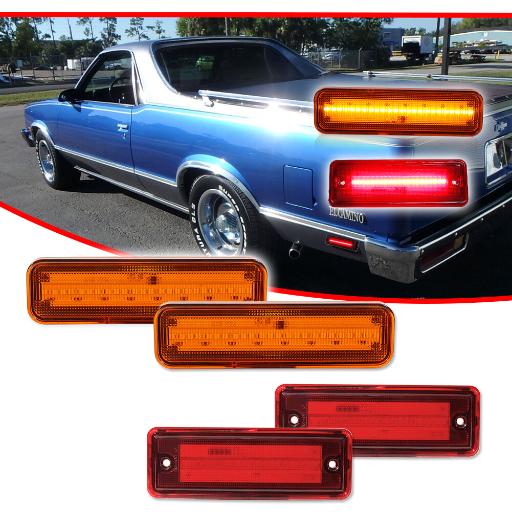 For 78-87 El Camino & Caballero Amber/Red LED Side Marker Parking Light Lamp Set