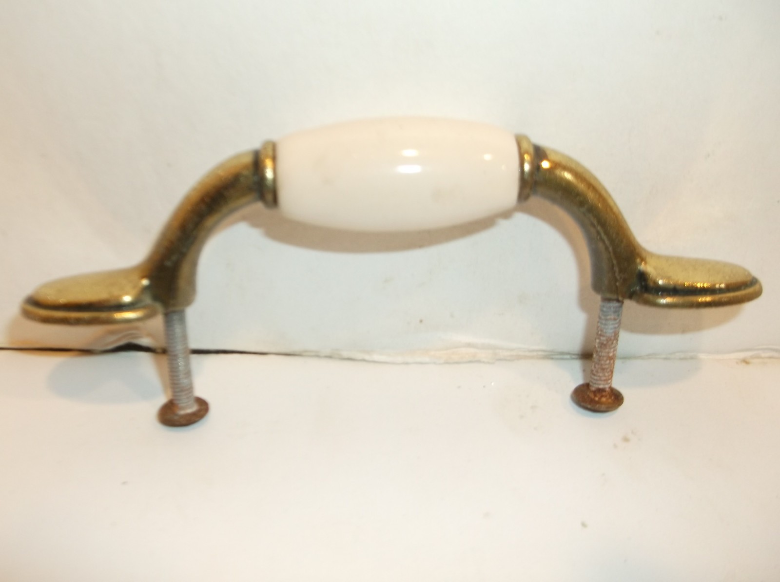 Lot of 6 Ceramic & Brass Cabinet/Drawer Pulls 5" c-c 3"