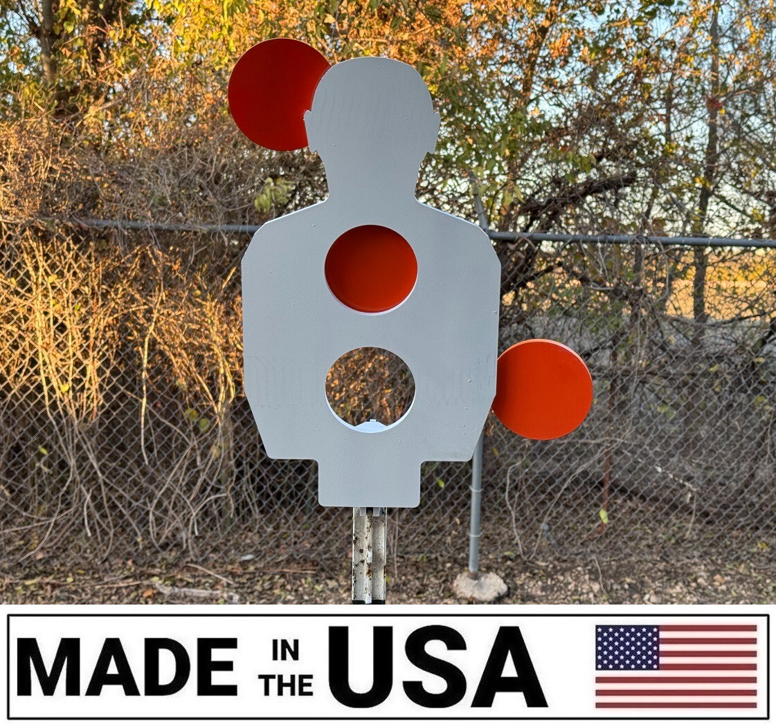 [SR] 3/8" Steel Dueling Tree Reactive Target 10"x18" Torso with 3 Swivel Paddles