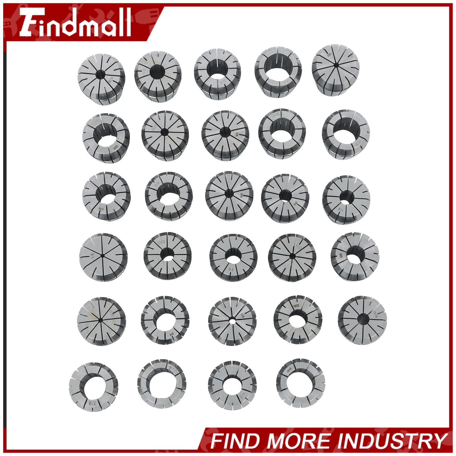 Findmall ER40 29Pcs Collet Set High Precision CNC Spring Collets