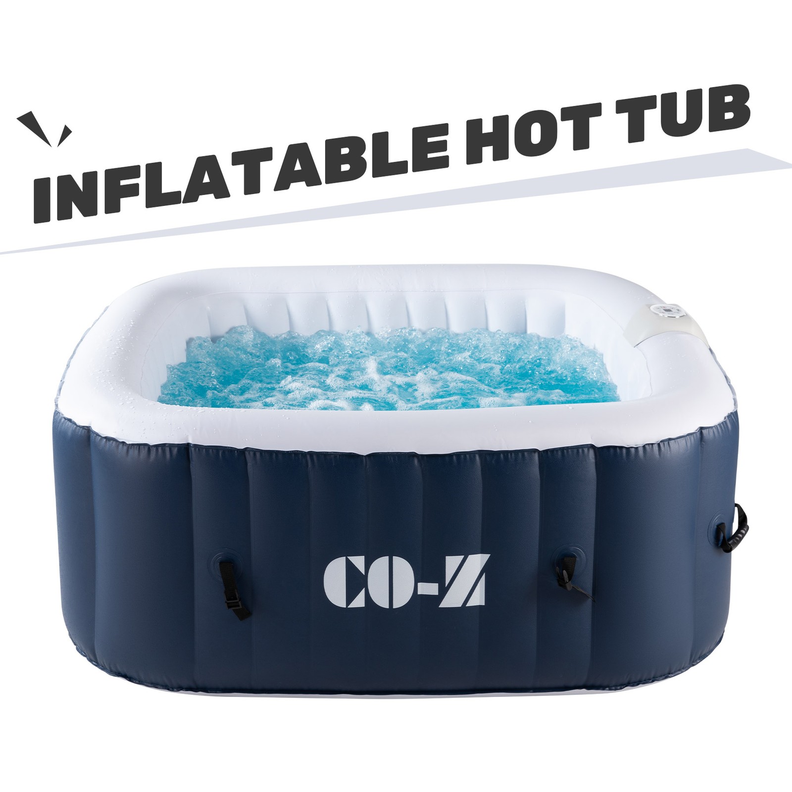 CO-Z Inflatable Tub Spa Portable 120 Air Jet w Pump and Cover 2-4 Person US