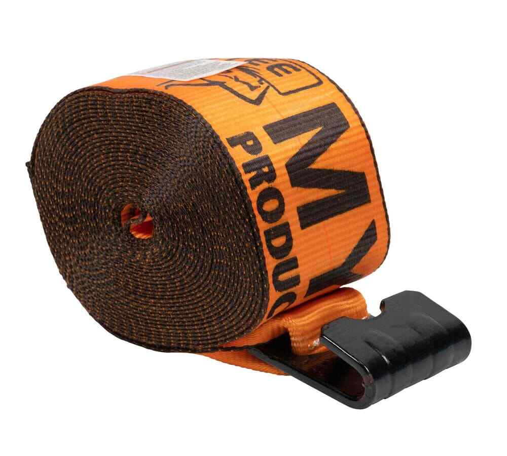 (10 Pack) 4" x 30' Winch Strap with Flat Hook - High Abrasion Orange