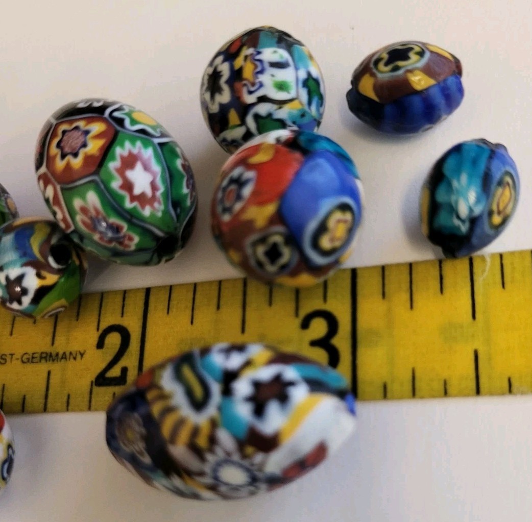 Lot of 11 GORGEOUS Vintage Italian Millefiori Beads