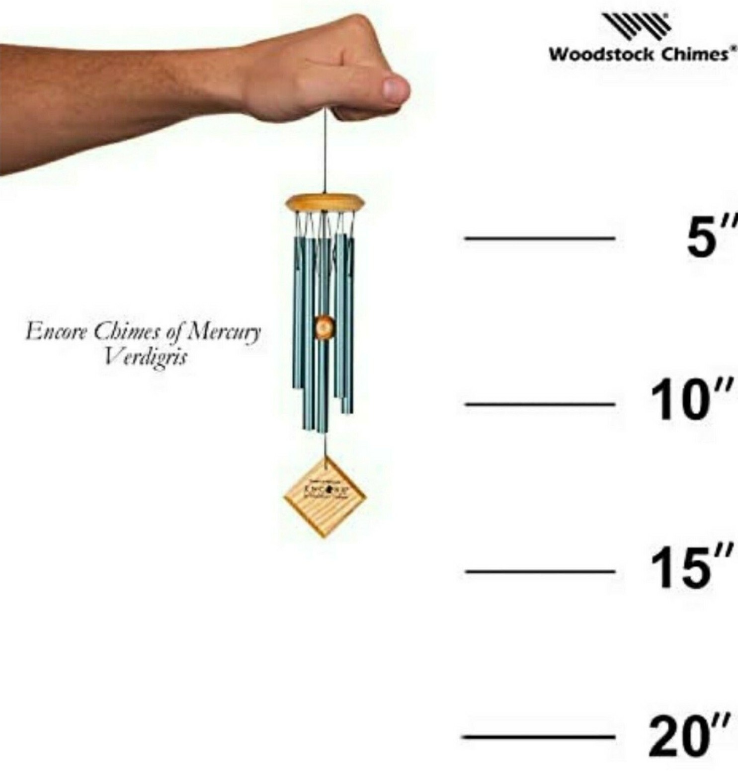 WOODSTOCK CHIMES OF MERCURY Verdigris WIND CHIME 14" NEW In Box FREE SHIPPING