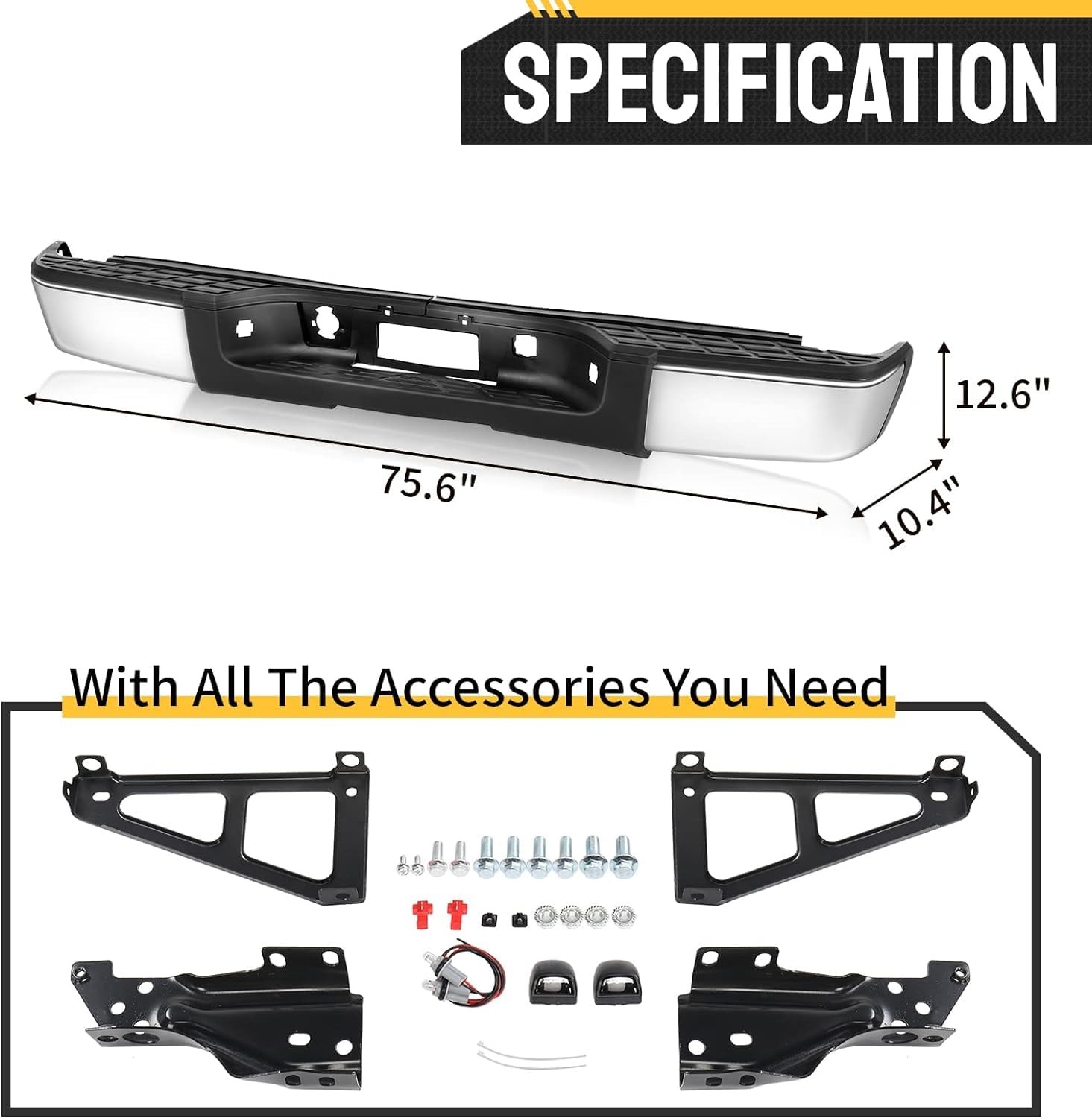 Rear Step Bumper Assembly Compatible With 2007-2013 Chevy Silverado 1500 & GMC
