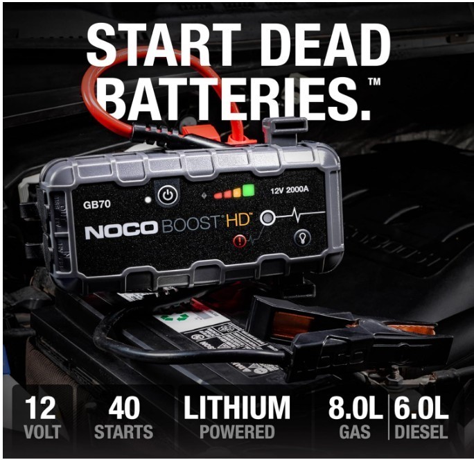 NO.CO Boost GB70 2000A UltraSafe 12V Lithium Jump Starter 8.0L Gas 6.0L Diesel