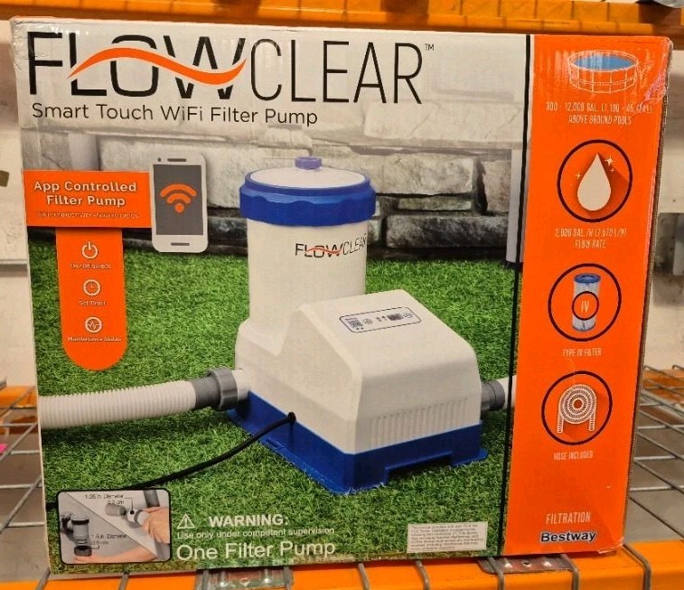Flowclear 2000 Gph Smart Touch Wifi Above-Ground Pool Pump Filter 12000 Gal Pool