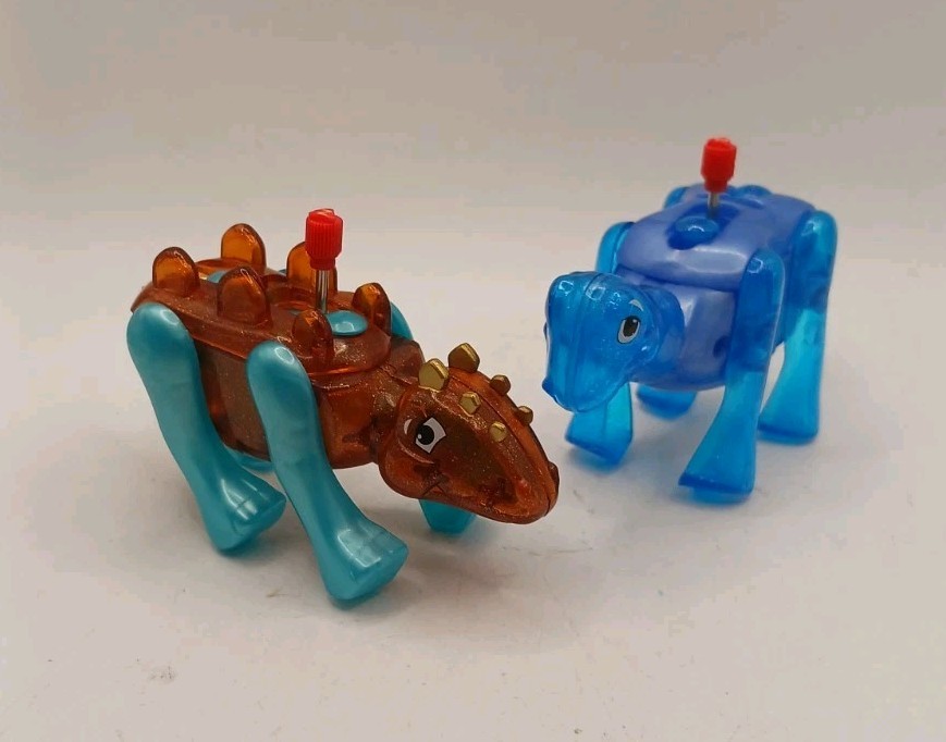 Z Wind Up Klaus Dino & Stuey Stegosaurus Plastic Clockwork Retro Toys Working