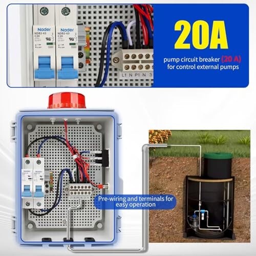 Septic Control Panel with Alarm and Pump Circuit Breaker