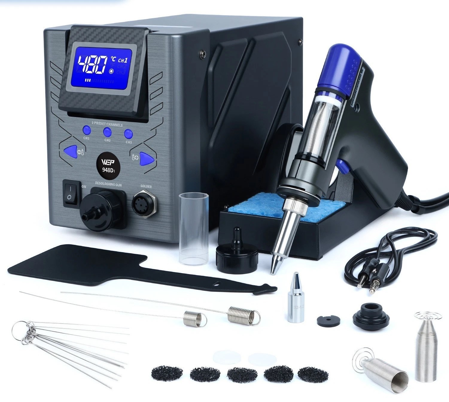 WEP 948 Desoldering Station 110W Vacuum Pump Digital Soldering iron Station kit