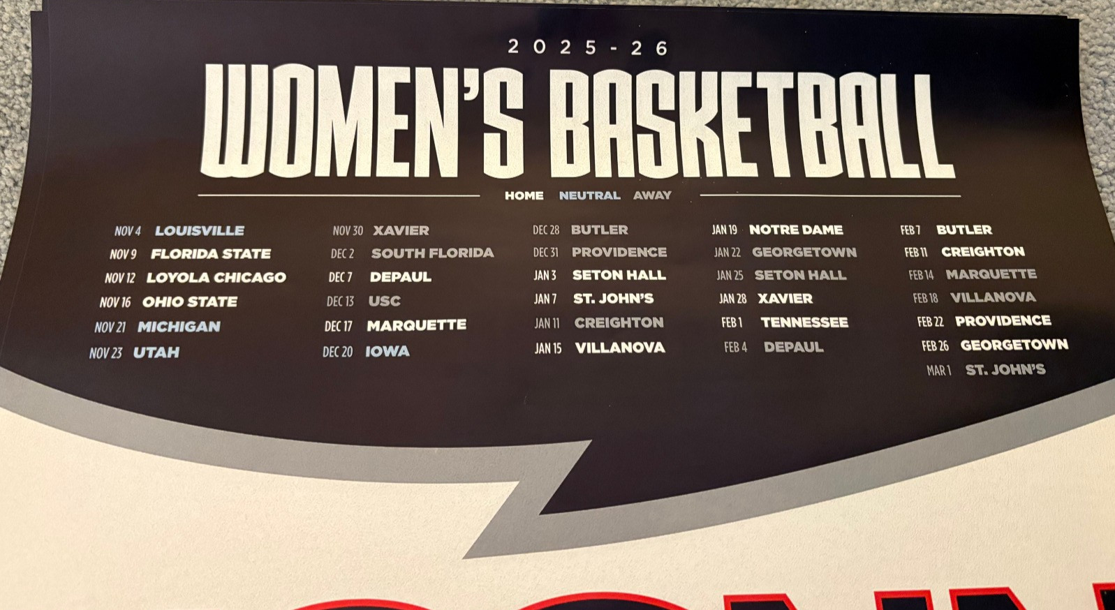 2025-26 UNIVERSITY OF CONNECTICUT UCONN HUSKIES WOMENS SCHEDULE TEAM POSTER