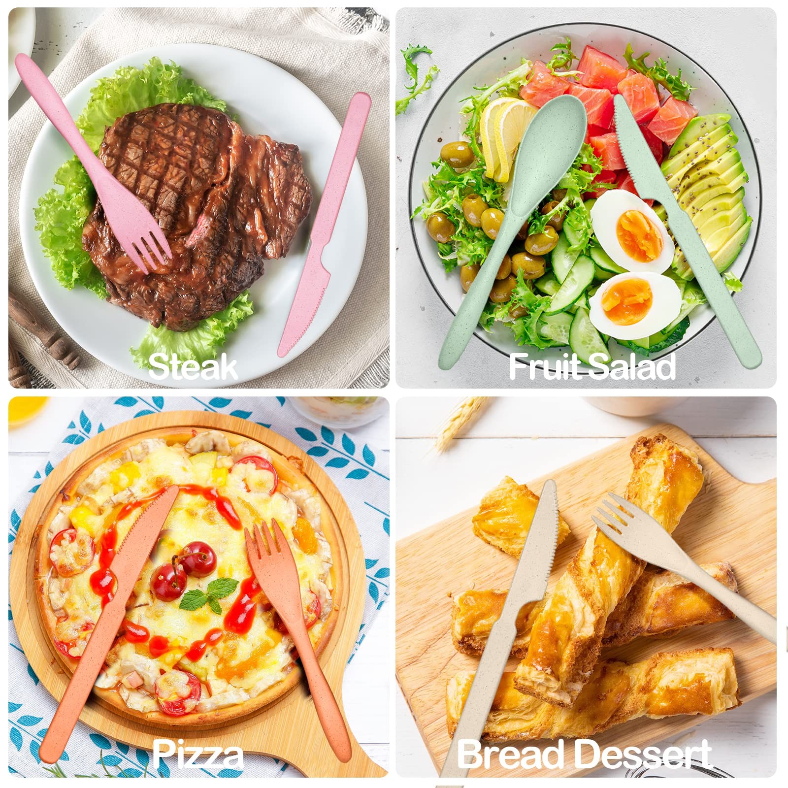 Reusable Travel Utensils Set with Case, 2 Sets 2 - Black, Dark Blue