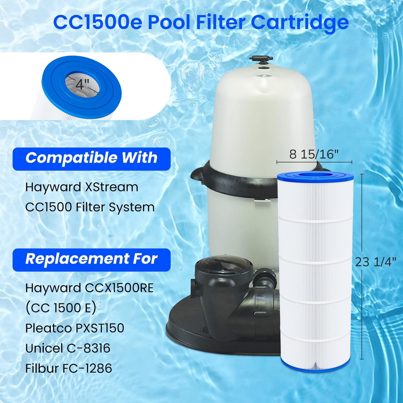1-pack Pool Filter Replaces Hayward X-Stream CC1500, CCX1500RE, Pleatco PXST150