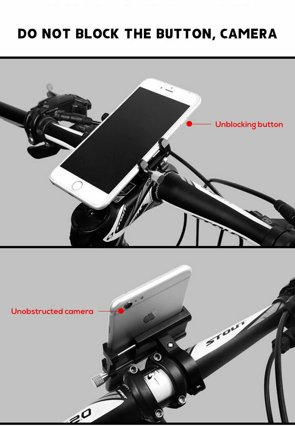 Bike Phone Holder Aluminum Motorcycle E-Bike Scooter Phone Mount Universal Blcak