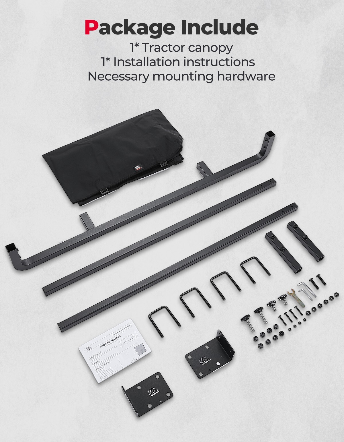 KEMIMOTO Tractor Canopy Top Mowers For John Deere Kubota 2" x 2" or 2" x 3" ROPS