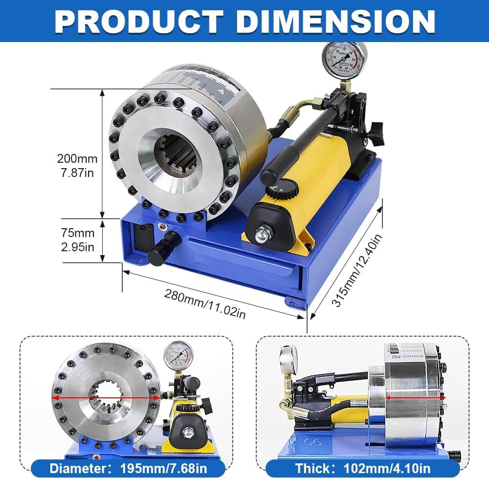 New 5600KN Hydraulic Hose Crimper Pipe Clamping Machine w/ 8 Sets Dies 10mm-30m
