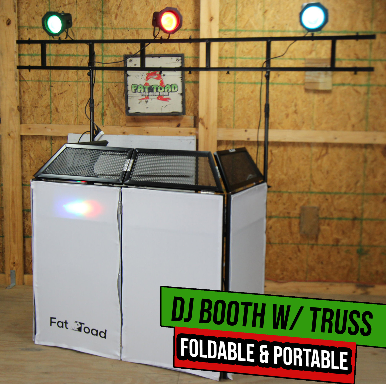 DJ Booth Table Lighting Truss Stand System - Foldable Panel Stage Platform Scrim
