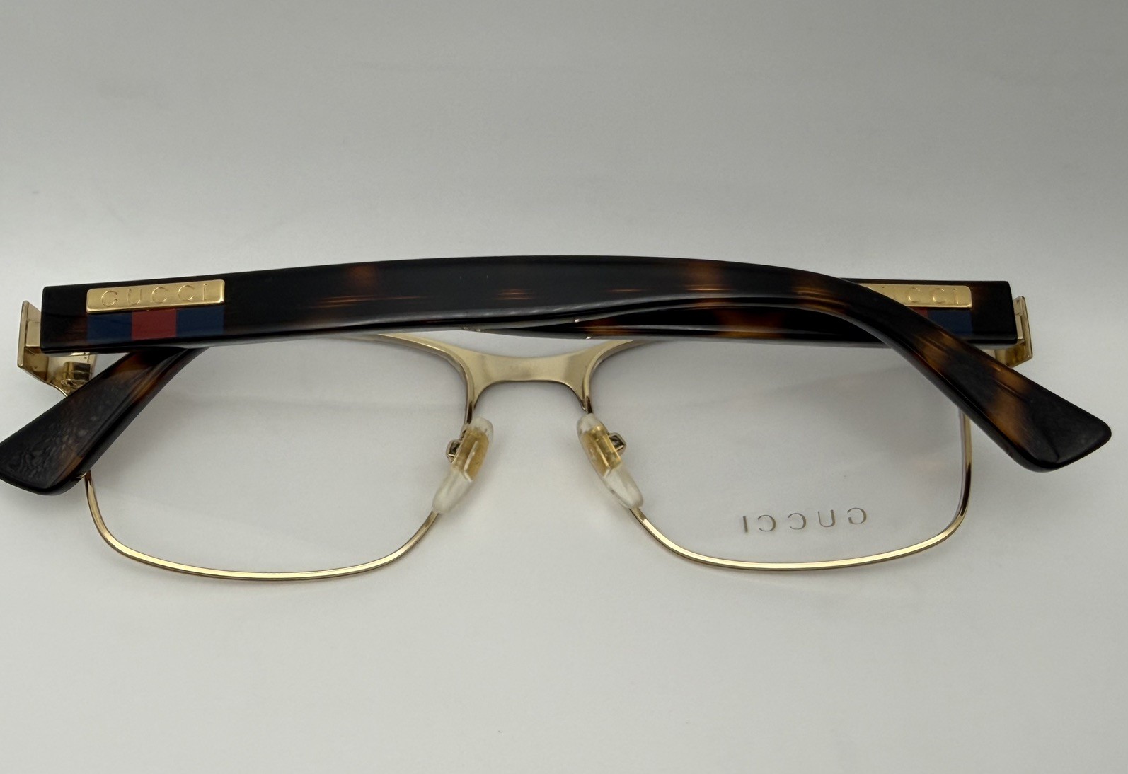 Gucci GU0750O 002 Black & Gold Eyeglasses frame Tortoise Temples 56mm New