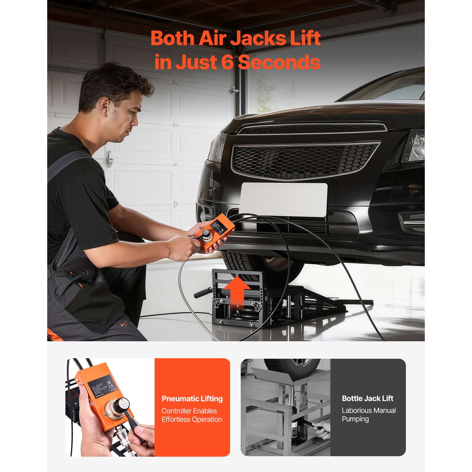 Uimoso 2 Pack Air Portable Car Lifts 11023 lbs Capacity Pneumatic Ramp Air Jacks