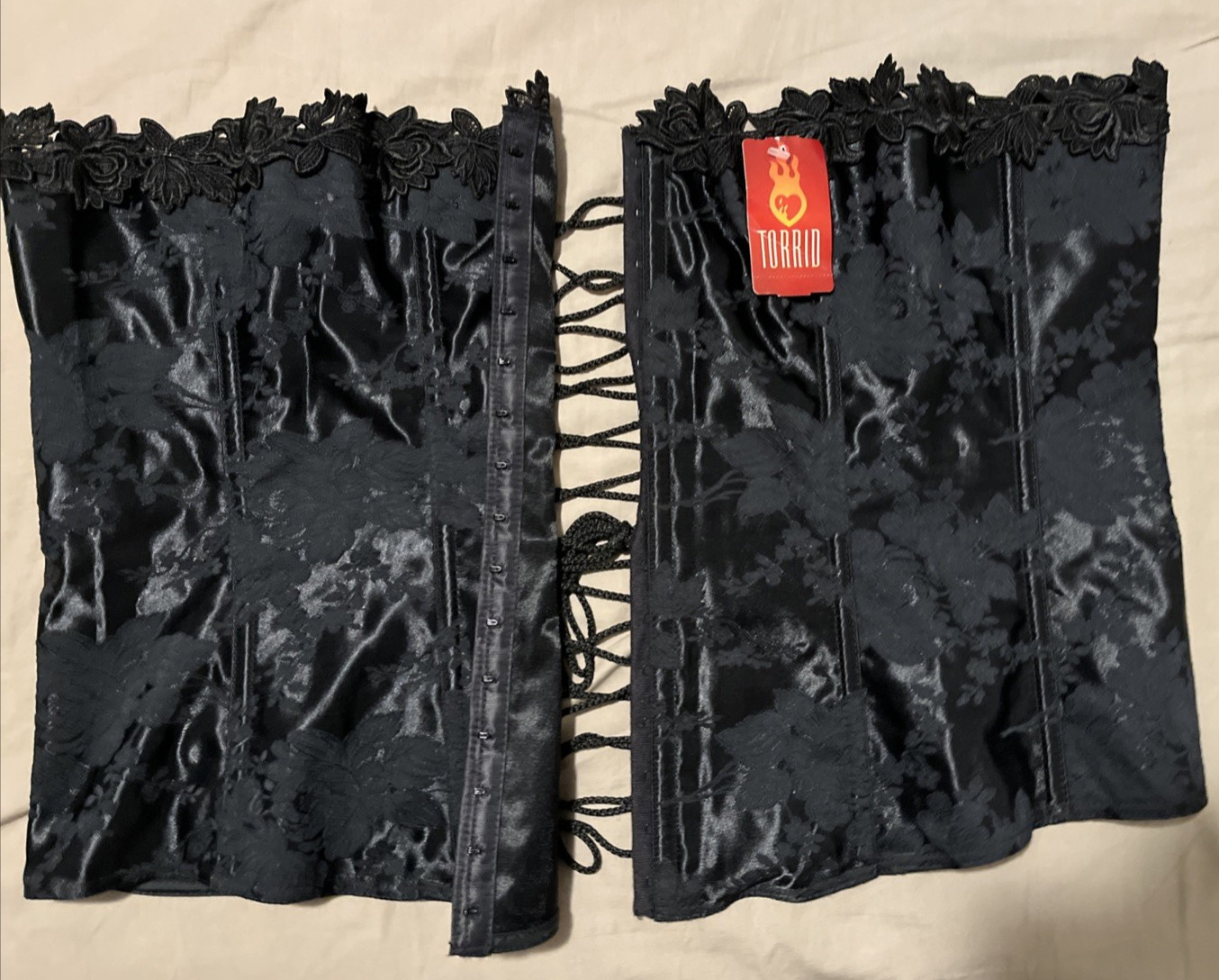VNG NWT Torrid Strapless Lace Corset Size 48/3XL Black Brocade Ren Faire Witchy