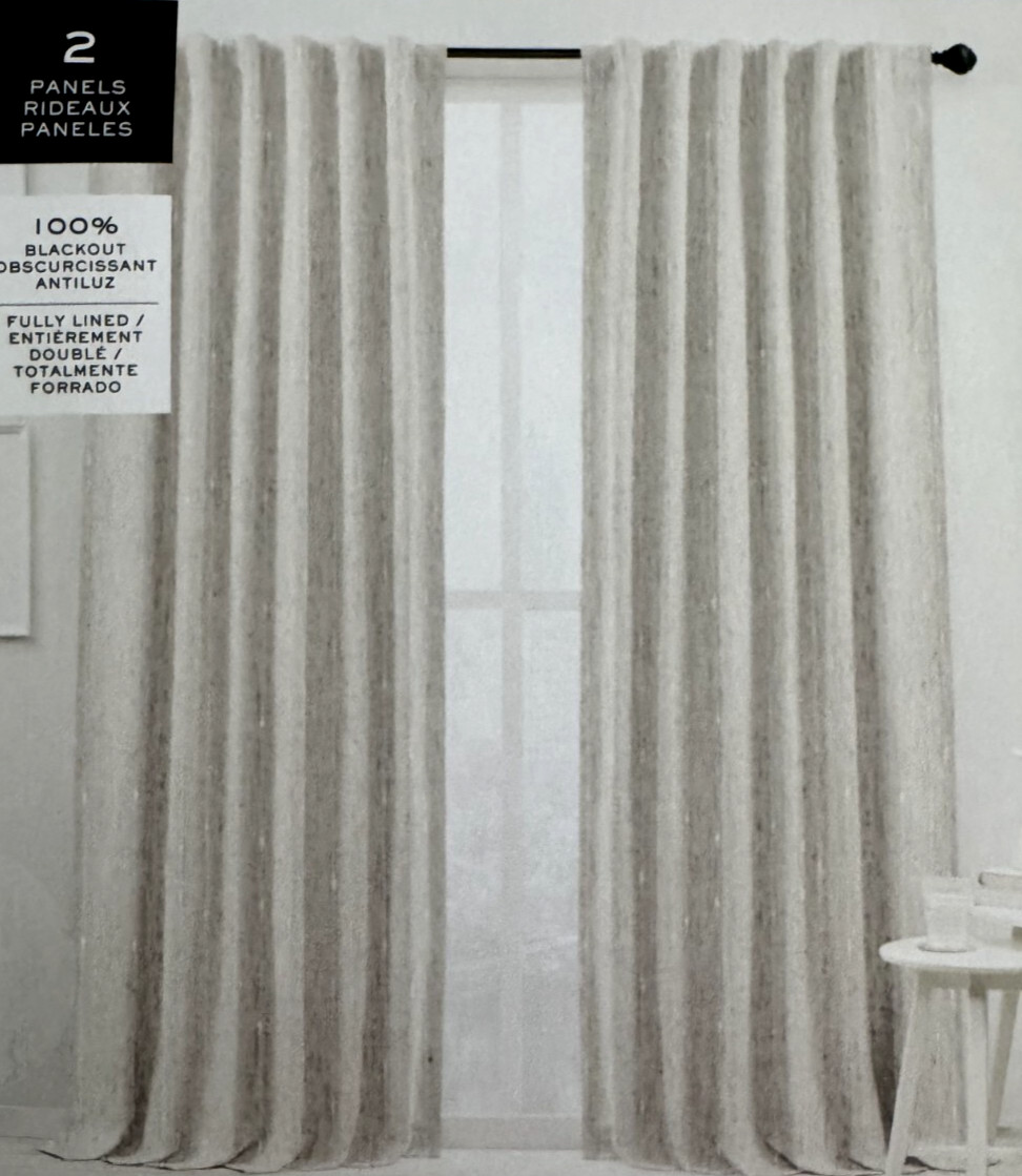 Ralph Lauren Window Curtains 2 Panels Blackout 54 x 96 Linen Blend Fully Lined